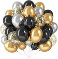 Black Gold Silver Confetti Balloon Set