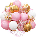 62Pcs Pink White Gold Confetti Balloons Kit
