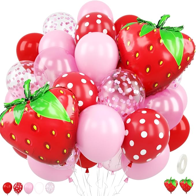 Strawberry Pink Red Balloon Set