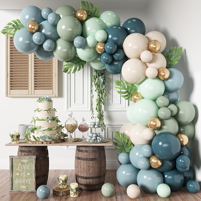 Dusty Blue Sage Green Balloon Arch Kit