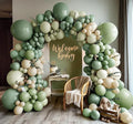 Dusty Green White Double Stuffed Balloon Arch Kit