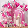Hot Pink Pink & Silver Balloon Garland Kit